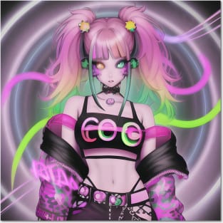 sexy yellow green  eyes manga fashion girl Posters and Art